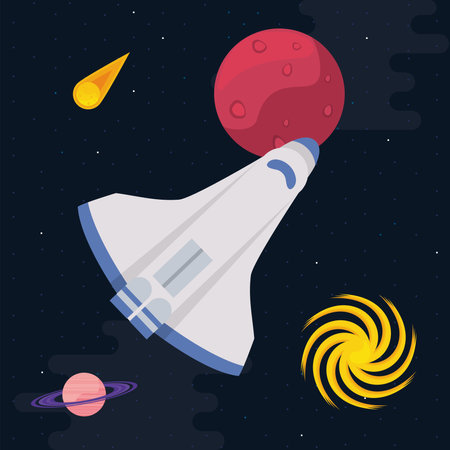 planets and spaceshipのイラスト素材