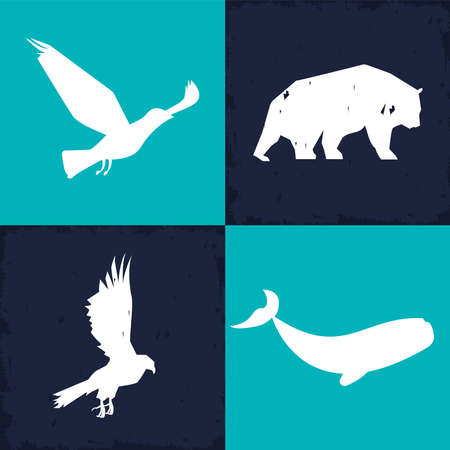four wild animals silhouettesのイラスト素材