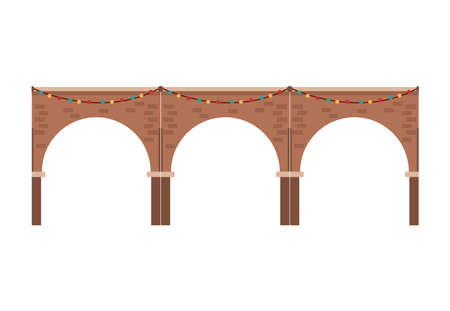 bridge with christmas lightsのイラスト素材
