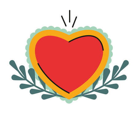 heart love with leafsのイラスト素材