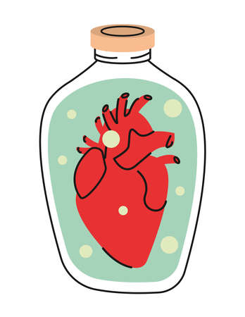 heart organ in bottleのイラスト素材