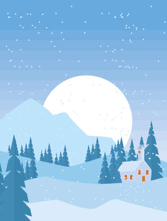 winter snowscape sceneのイラスト素材
