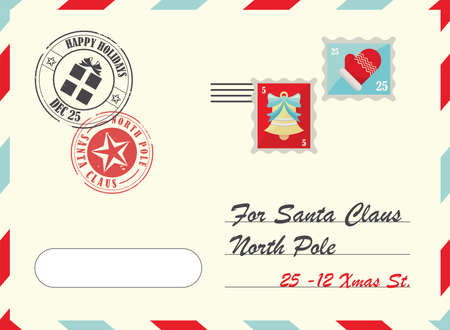 santa letter envelope templateのイラスト素材