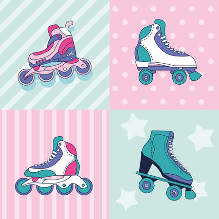 four roller skate iconsのイラスト素材