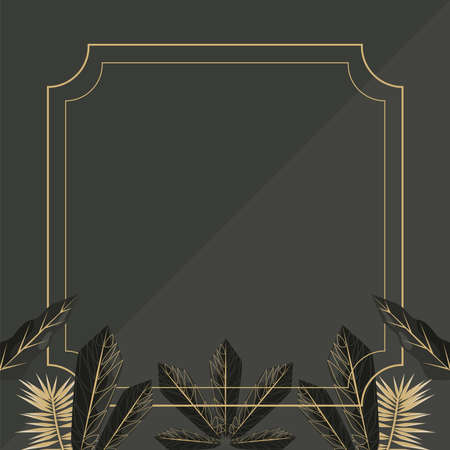 leafs in square frameのイラスト素材