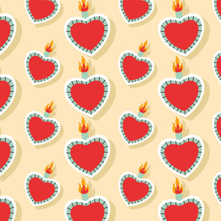 hearts candles patternのイラスト素材