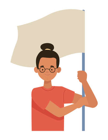 woman with peace flagのイラスト素材