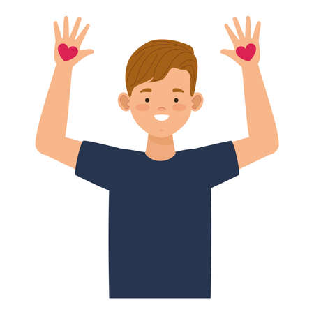 boy with heartsのイラスト素材