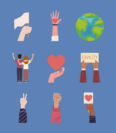human rights nine iconsのイラスト素材