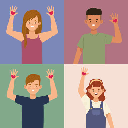 four human rights activistsのイラスト素材