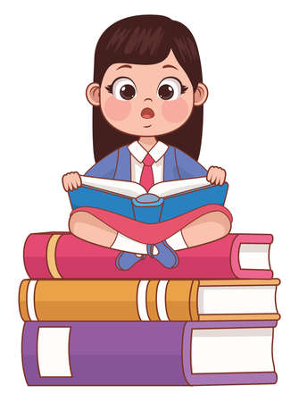 schoolgirl with booksのイラスト素材