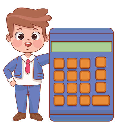 schoolboy with calculatorのイラスト素材