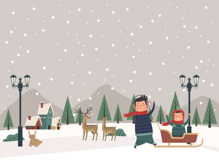 winter season snowscapeのイラスト素材