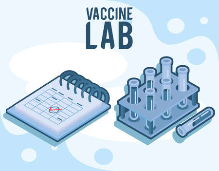 vaccine lab and calendarのイラスト素材