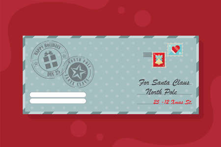 gray santa letter envelopeのイラスト素材