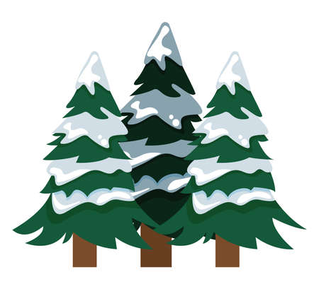 pines trees with snowのイラスト素材