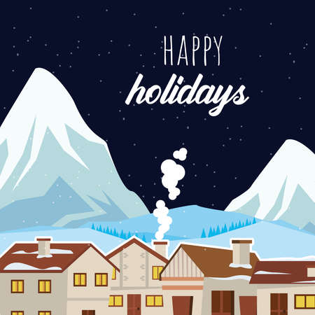 merry christmas neighborhoodのイラスト素材