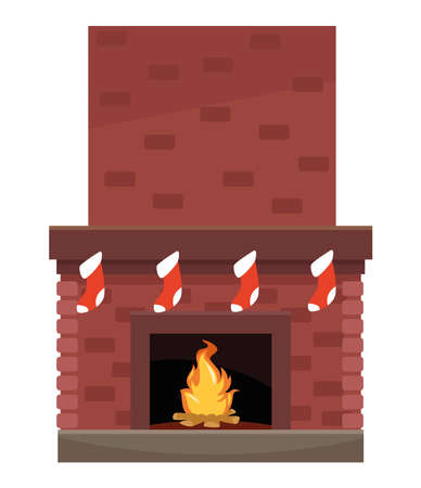 christmas chimney with socksのイラスト素材