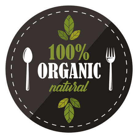 100 percent organic natural emblemのイラスト素材