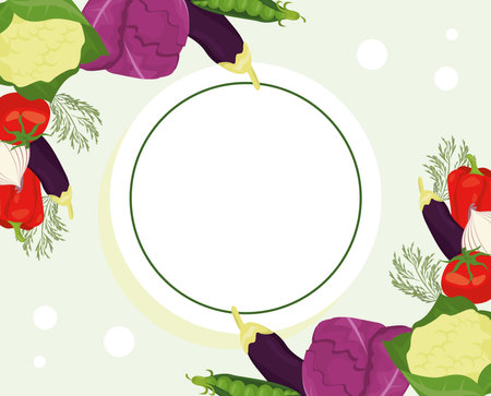 fresh vegetables in circleのイラスト素材
