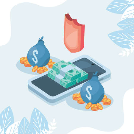 smartphone and economy iconsのイラスト素材