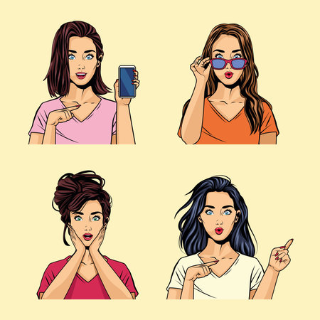 four pop art charactersのイラスト素材