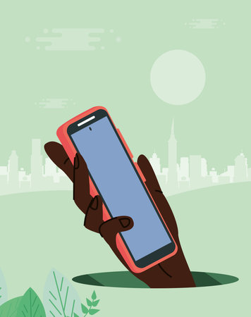 afro hand lifting smartphone