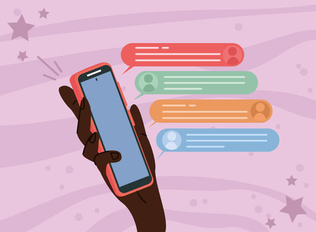 afro hand chatting in smartphone