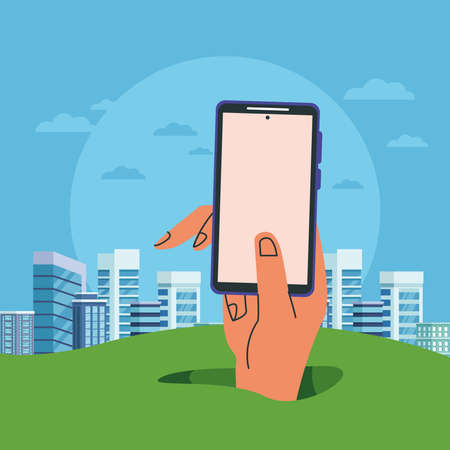 smartphone device and smartcityのイラスト素材