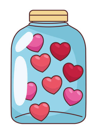 hearts in glass jarのイラスト素材