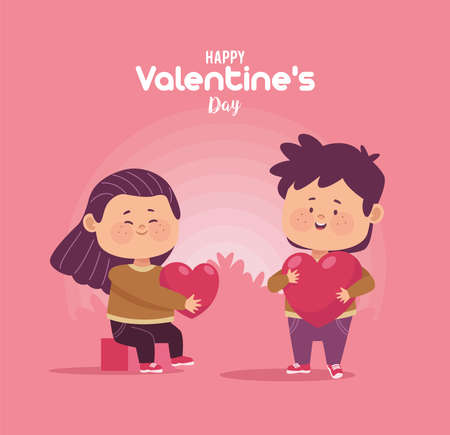 lovers couple with heartsのイラスト素材