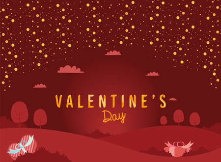 valentines day red landscapeのイラスト素材