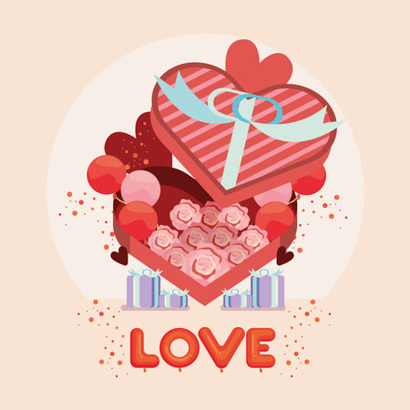 love heart roses boxのイラスト素材