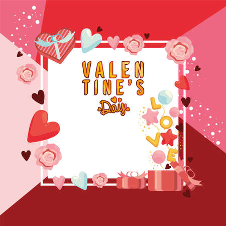 valentines day square frameのイラスト素材