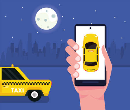 hand using taxi service appのイラスト素材
