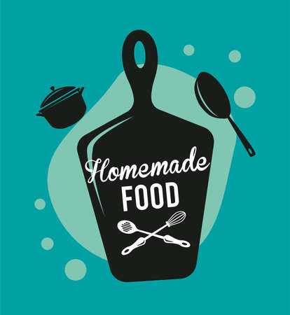 homemade food in boardのイラスト素材