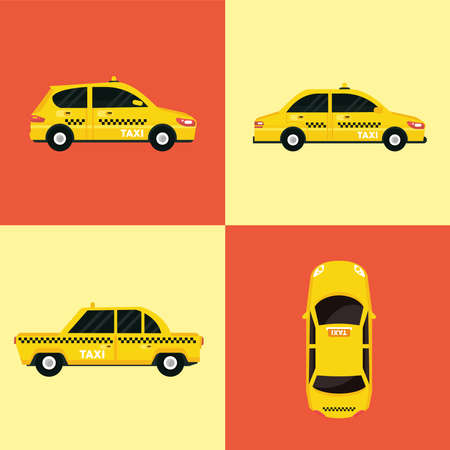 four taxi service vehiclesのイラスト素材