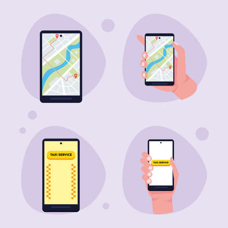taxi service in smartphonesのイラスト素材