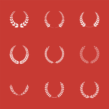laurel wreaths nine iconsのイラスト素材