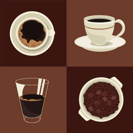 four delicious coffee iconsのイラスト素材