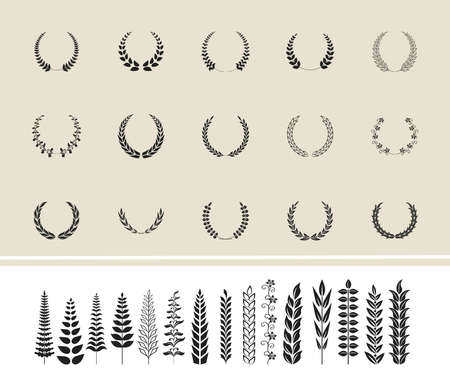 laurel wreaths fifteen iconsのイラスト素材