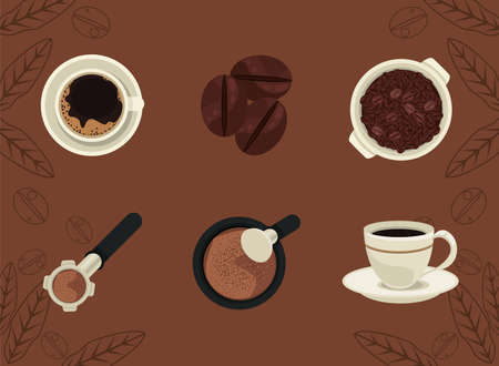 six delicious coffee iconsのイラスト素材