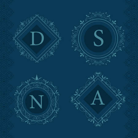 elegants monograms four iconsのイラスト素材