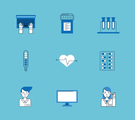 online medical service nine iconsのイラスト素材