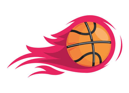 basketball sport balloon on fireのイラスト素材
