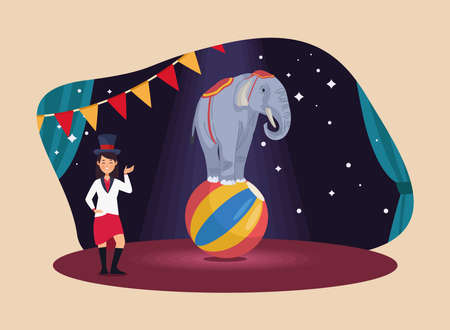circus tamer and elephantのイラスト素材