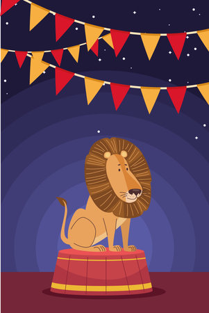 circus lion and garlandsのイラスト素材