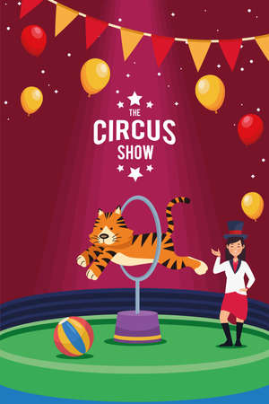 circus show lettering and tigerのイラスト素材