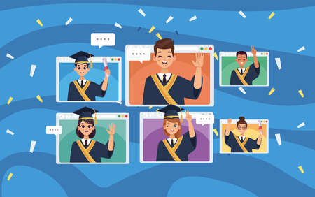 students graduates in webpagesのイラスト素材