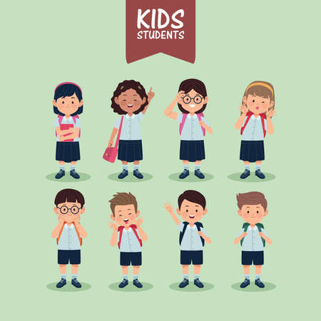 eight students charactersのイラスト素材